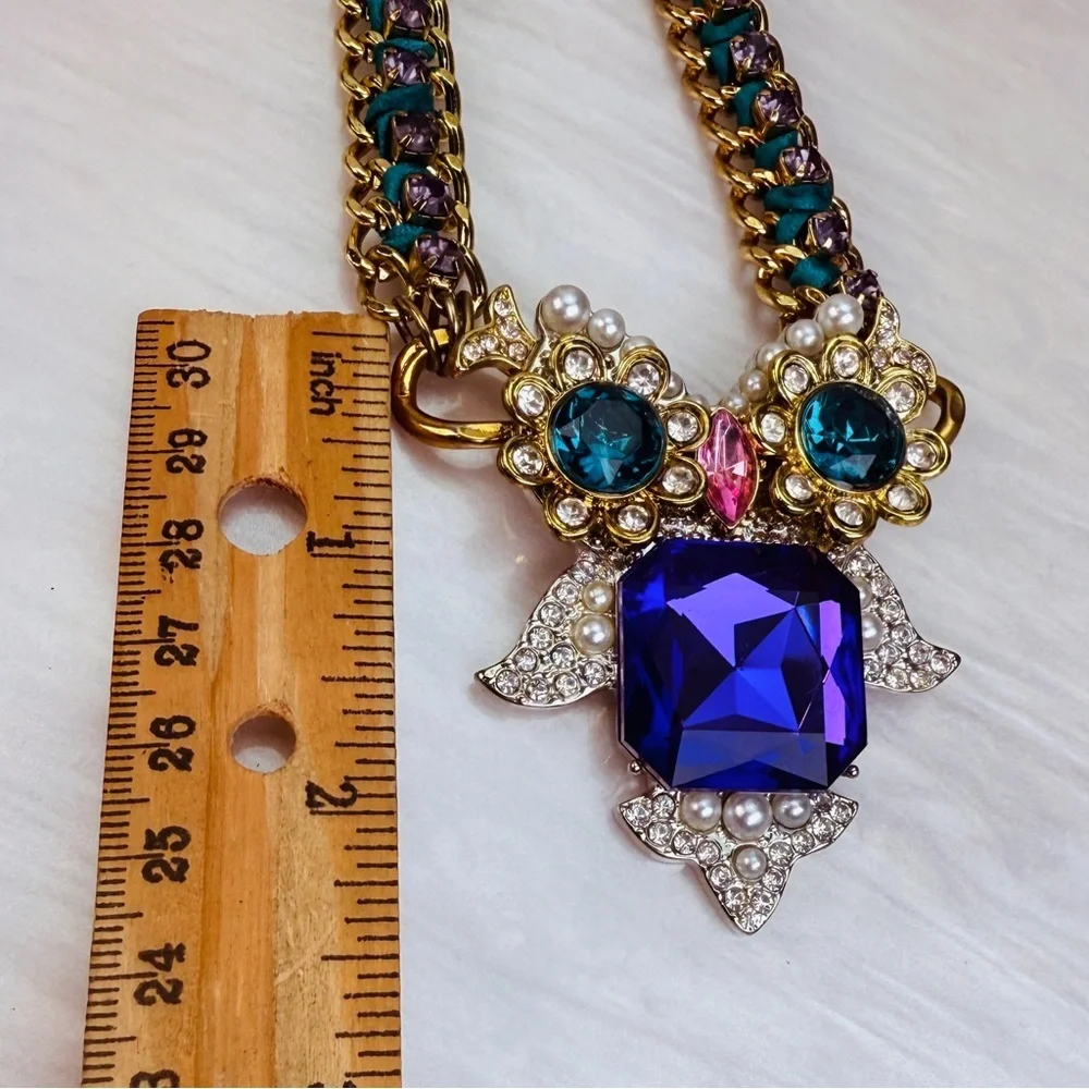 Betsy Johnson Goldtone Critters Crystal Owl Statement Pendant Necklace